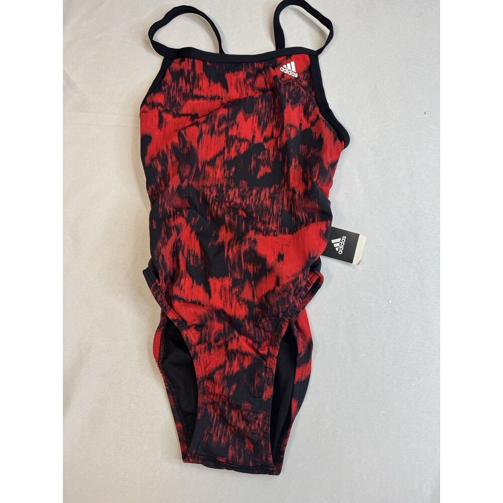 Girls Adidas One piece vortex back Equinox Red Camo SwimSuit Sz 28 NWT training